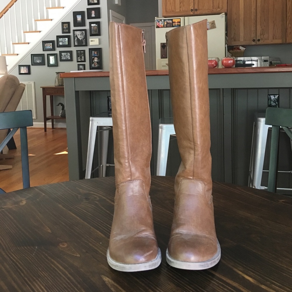 Faux leather riding boots