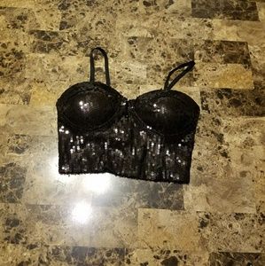 Black Sequin Halter bra