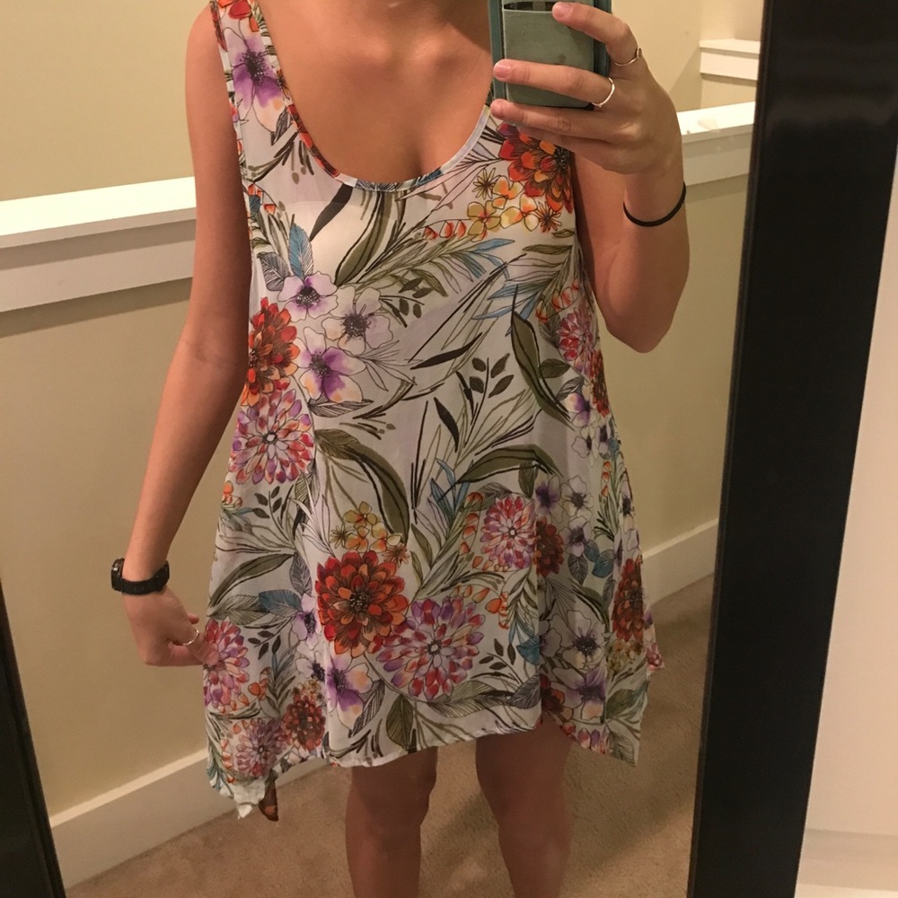 Floral sheer swim cover up
