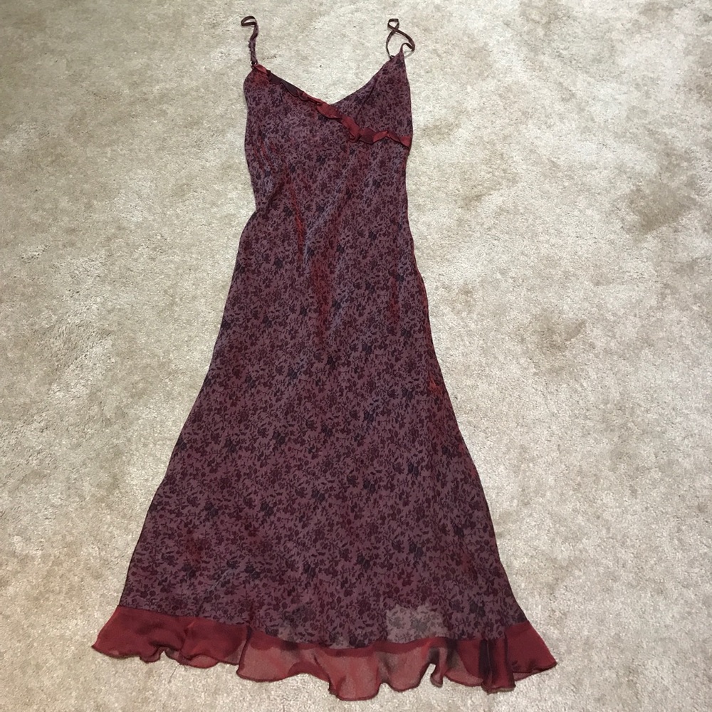 bebe silk print slip dress
