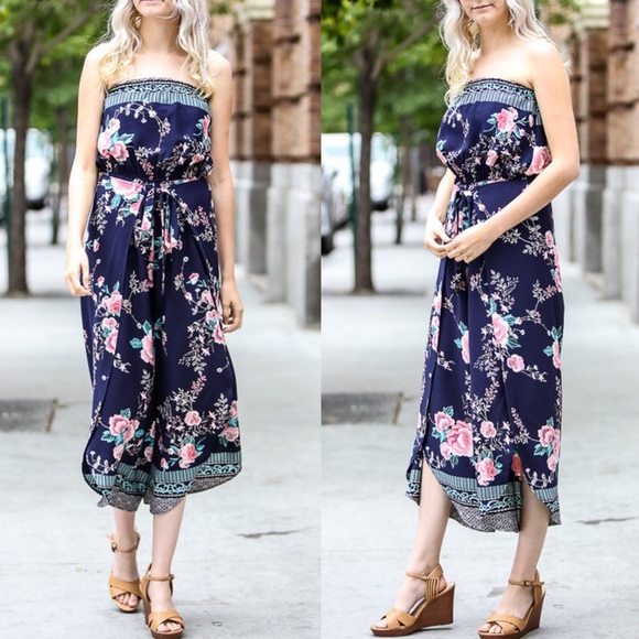 Bellanblue Pants - MARLIE Off Shoulder Floral Print Jumper - NAVY Bellanblue Pants - MARLIE Off Shoulder Floral Print Jumper - NAVY