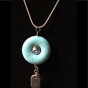 Awareness ribbon & Hope charm on turquoise