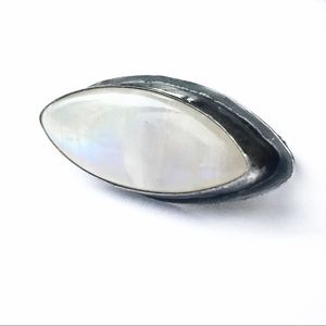 Moonstone & black Sterling silver ring, size 8