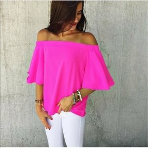 Hot Pink Off-the-Shoulder Top