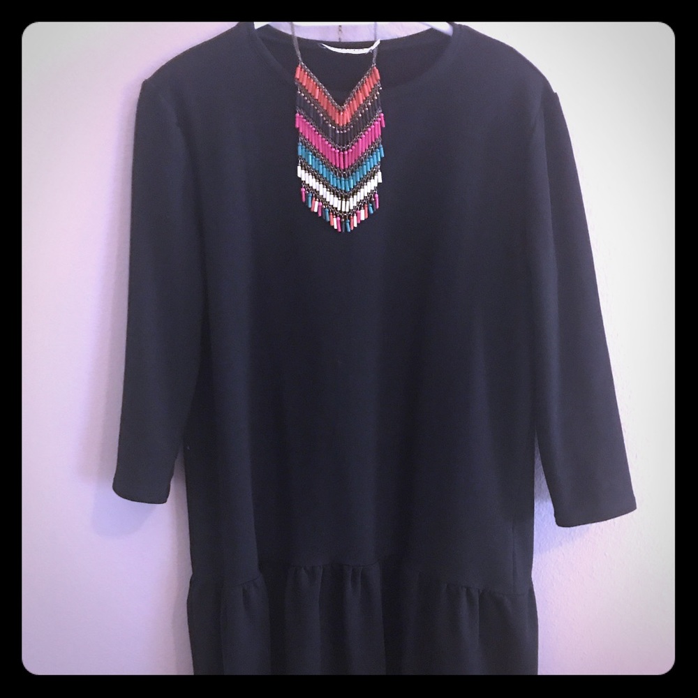 Black drop waist dress