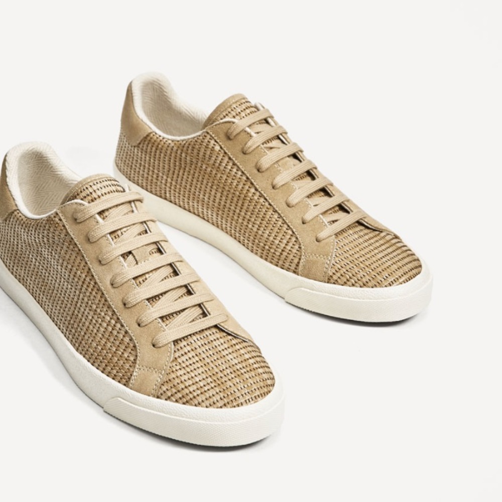 Beige Raffia Sneakers