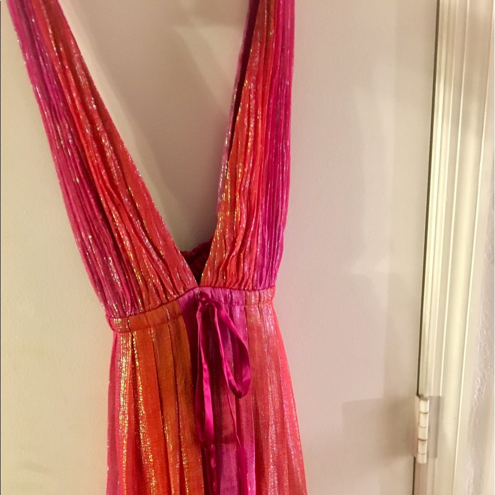 Alice & Olivia red pink orange sparkle dress date