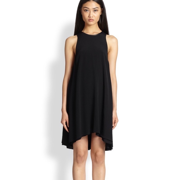T By Alexander Wang Dresses T By Alexander Wang Leathertrimmed Trapeze Dress Poshmark