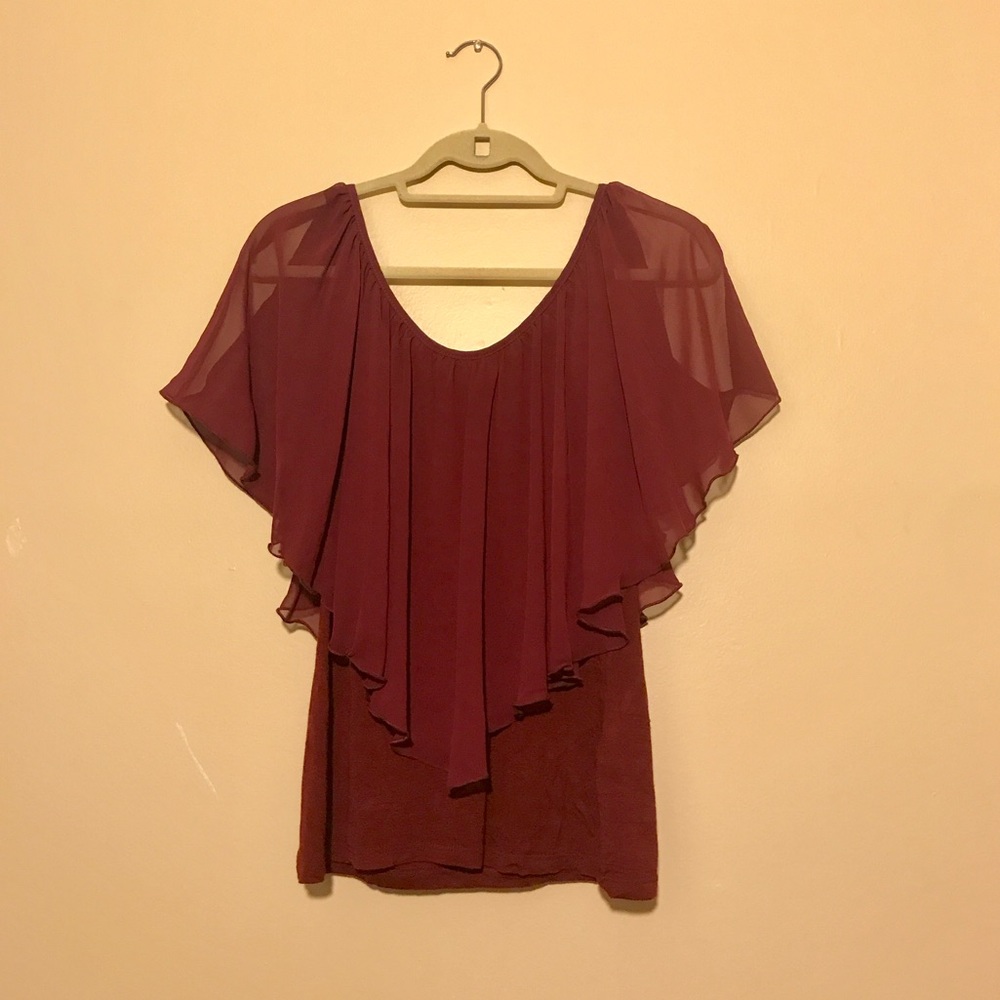 Maroon Sheer Top