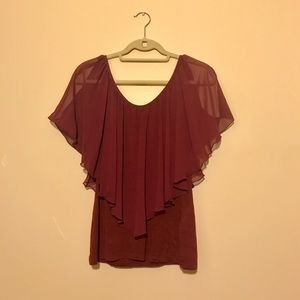 Maroon Sheer Top