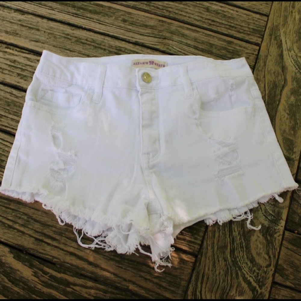Altar'd State distressed white jean shorts