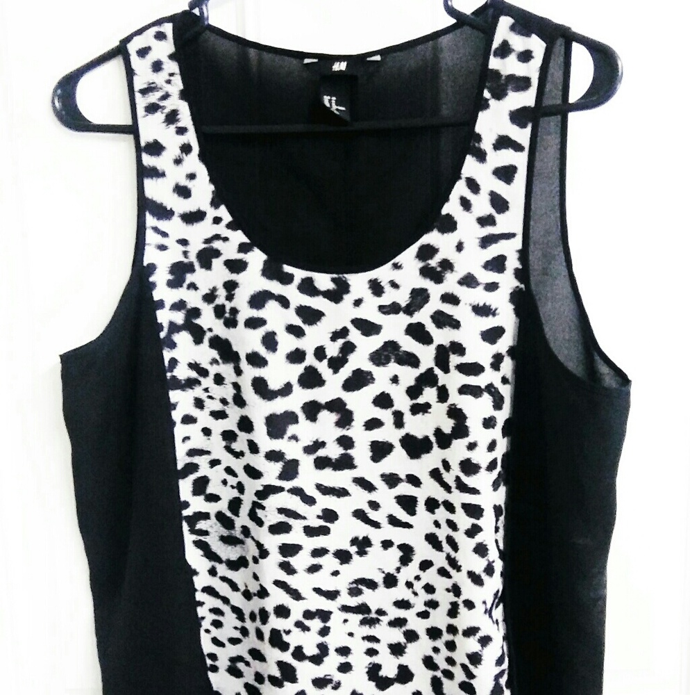 H & M Sheer High Low Animal Print Sleeveless Top