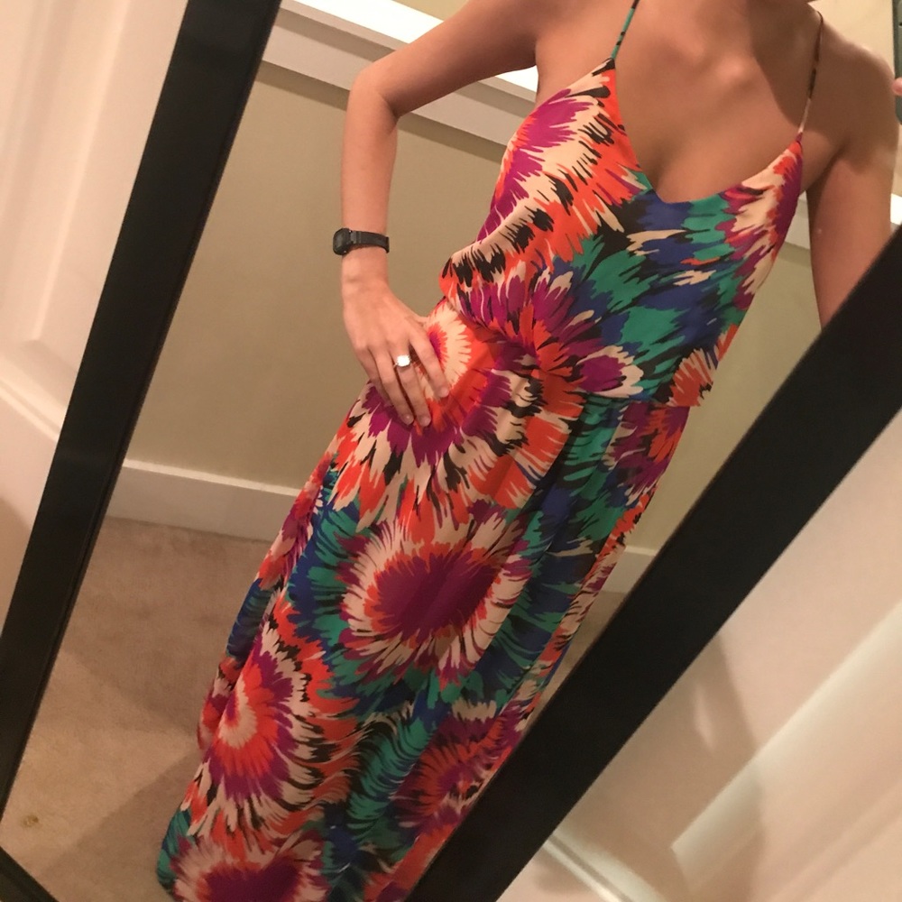 Tie dye/floral burst maxi dress