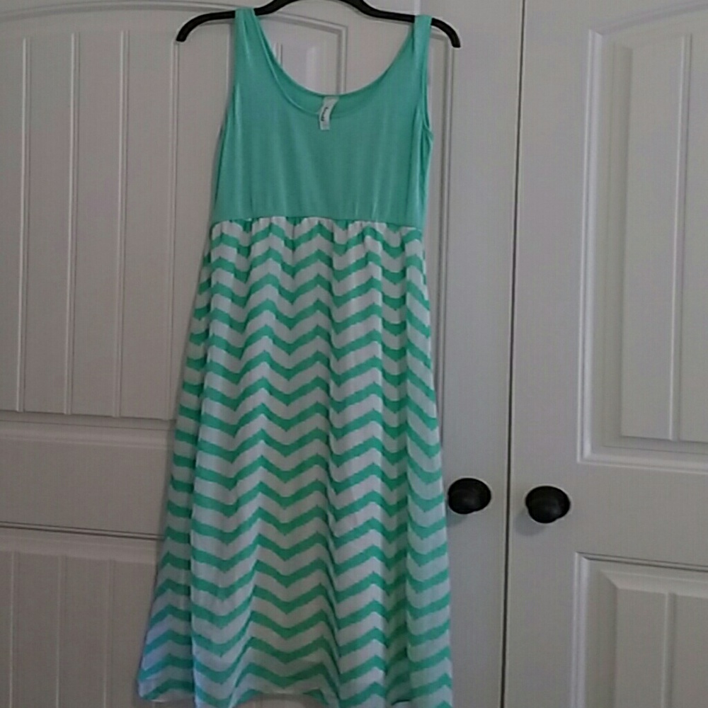 Boutique L, mint chevron maxi dress