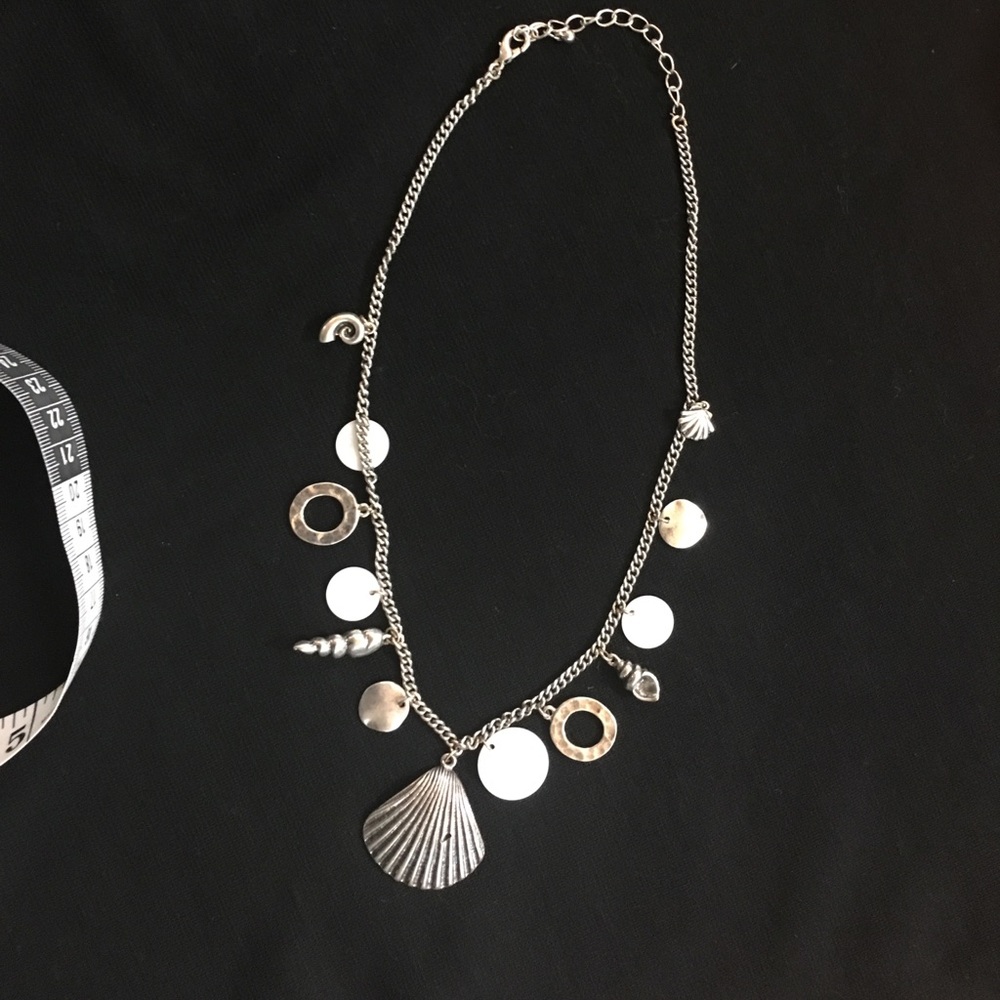 Summer silver tone and white necklace
