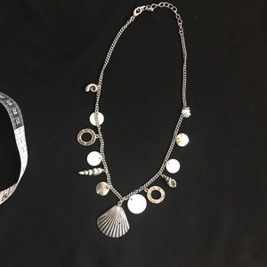 Summer silver tone and white necklace