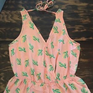 Pink Cactus Print Romper