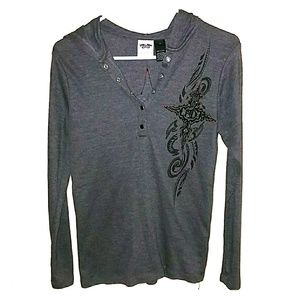 Long sleve flannel material ladies Harley Davidson