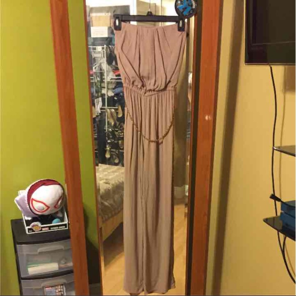 Taupe strapless jumpsuit