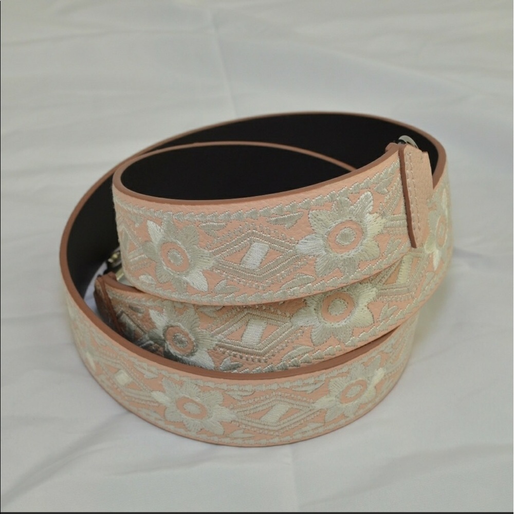 Rebecca Minkoff blush embroidered guitar strap