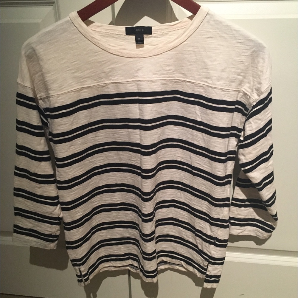 J. Crew Striped 3/4 length sleeve Tee