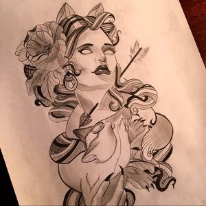 Lady with Wolf drawing