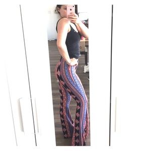 Patterned bell bottom pants