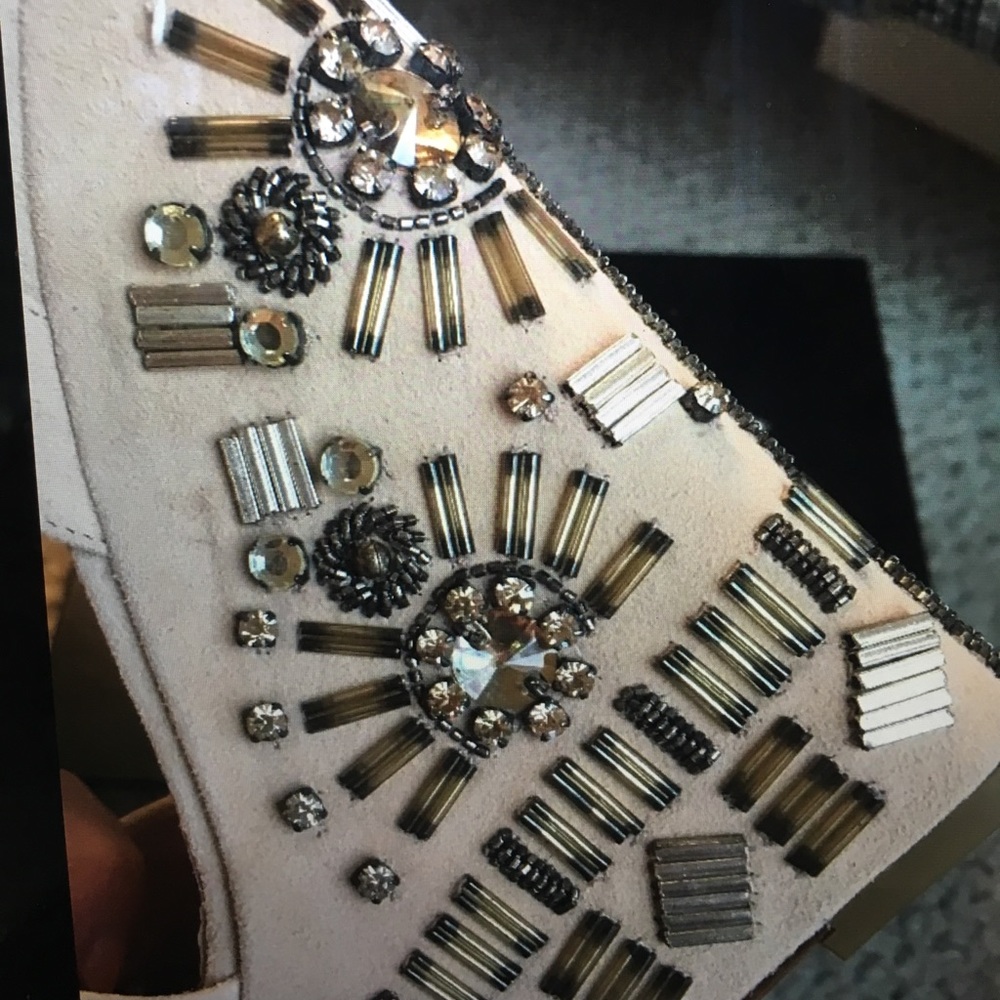 Sebastian Milano nude Suede wedges size 7 37 - Picture 3 of 4