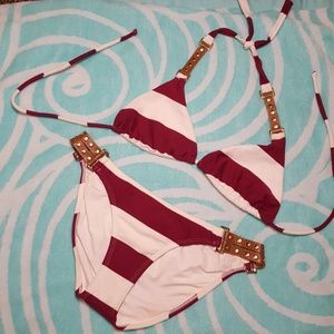 Vix Burgundy & white swimmer