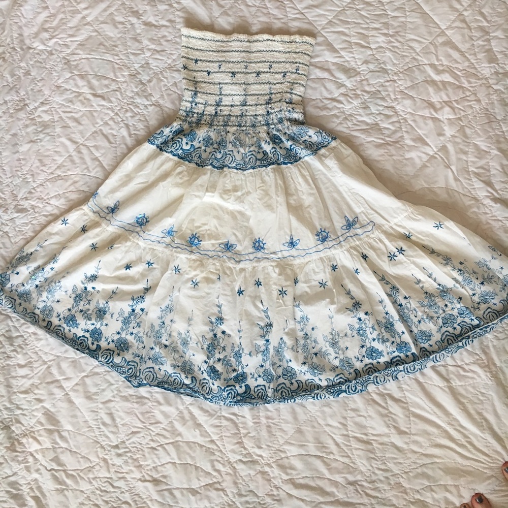 Blue and white summer dress