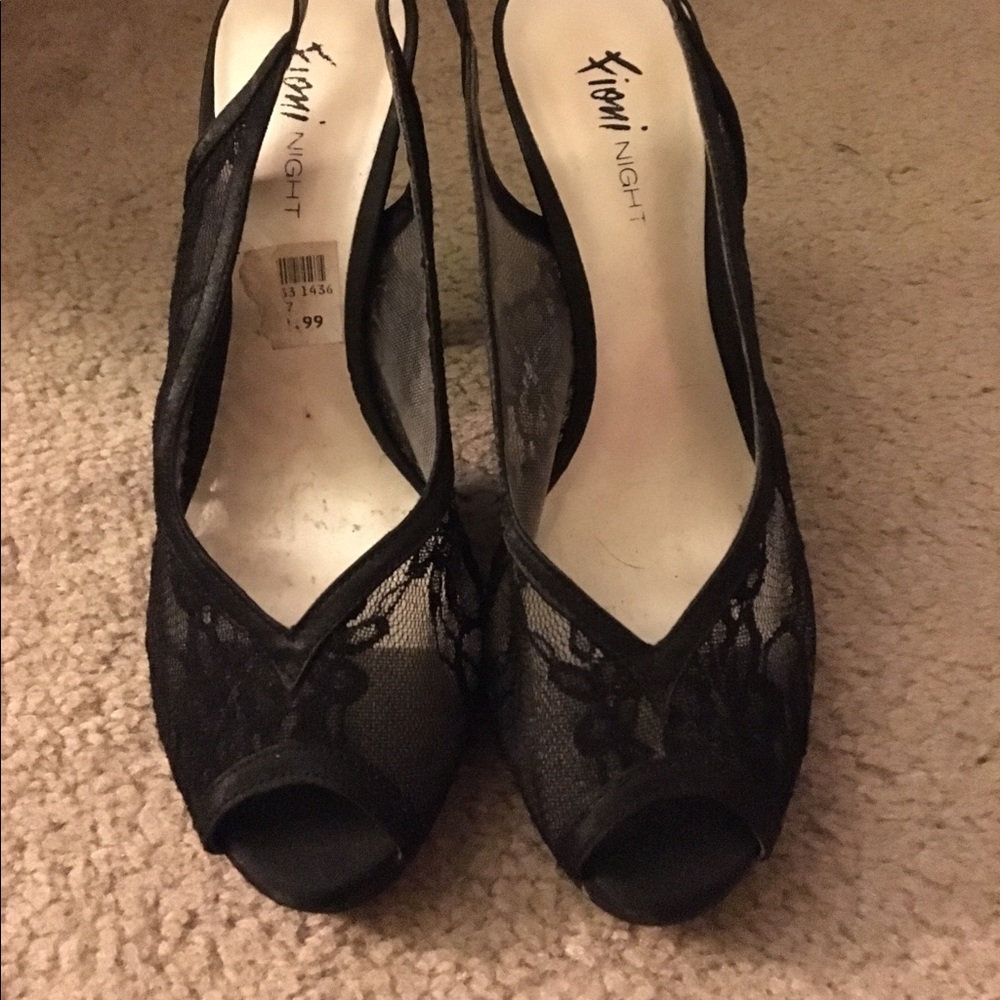 Strappy black heels