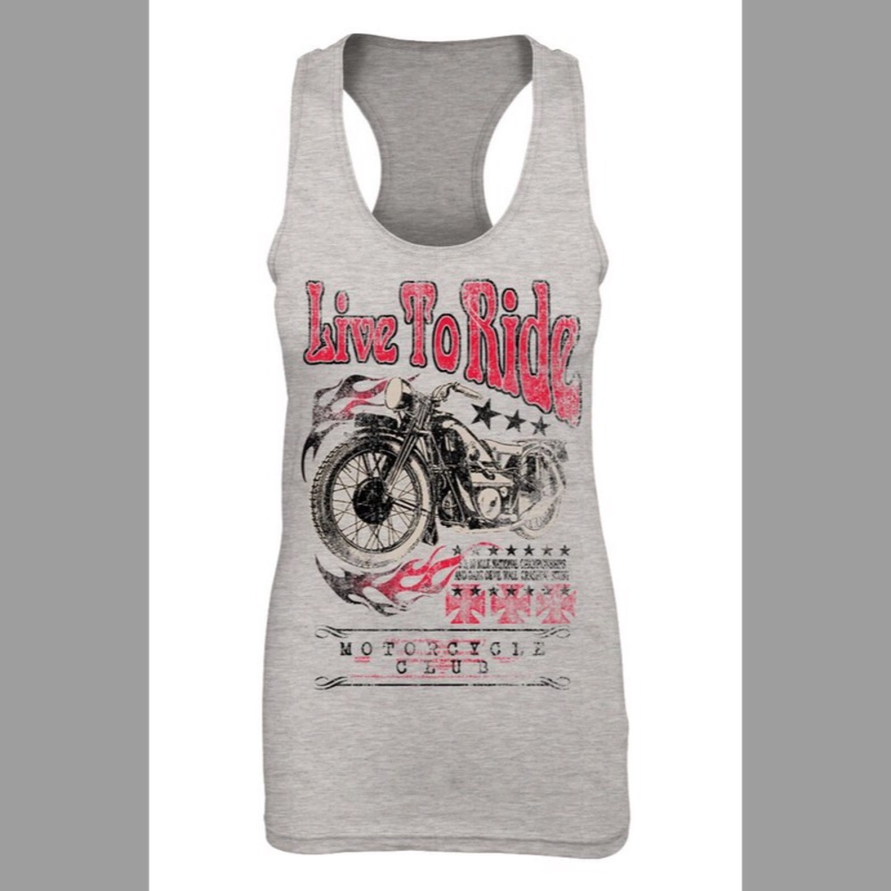 NWT Gray Live to Ride Motorcycle Tank Top
