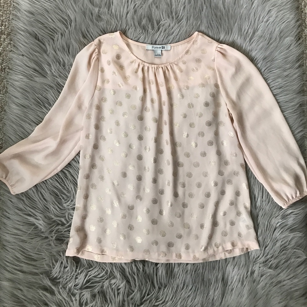 3/4 Sleeved Polka Dot Blouse