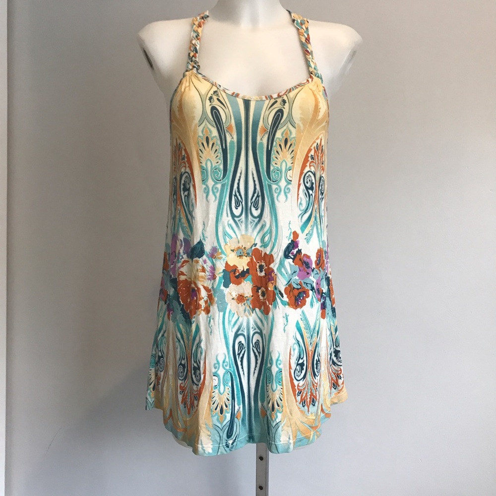 FREE PEOPLE braided strap tunic tank coverup szXS