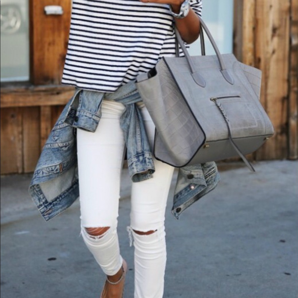 Zara White jeans with ripped knees
