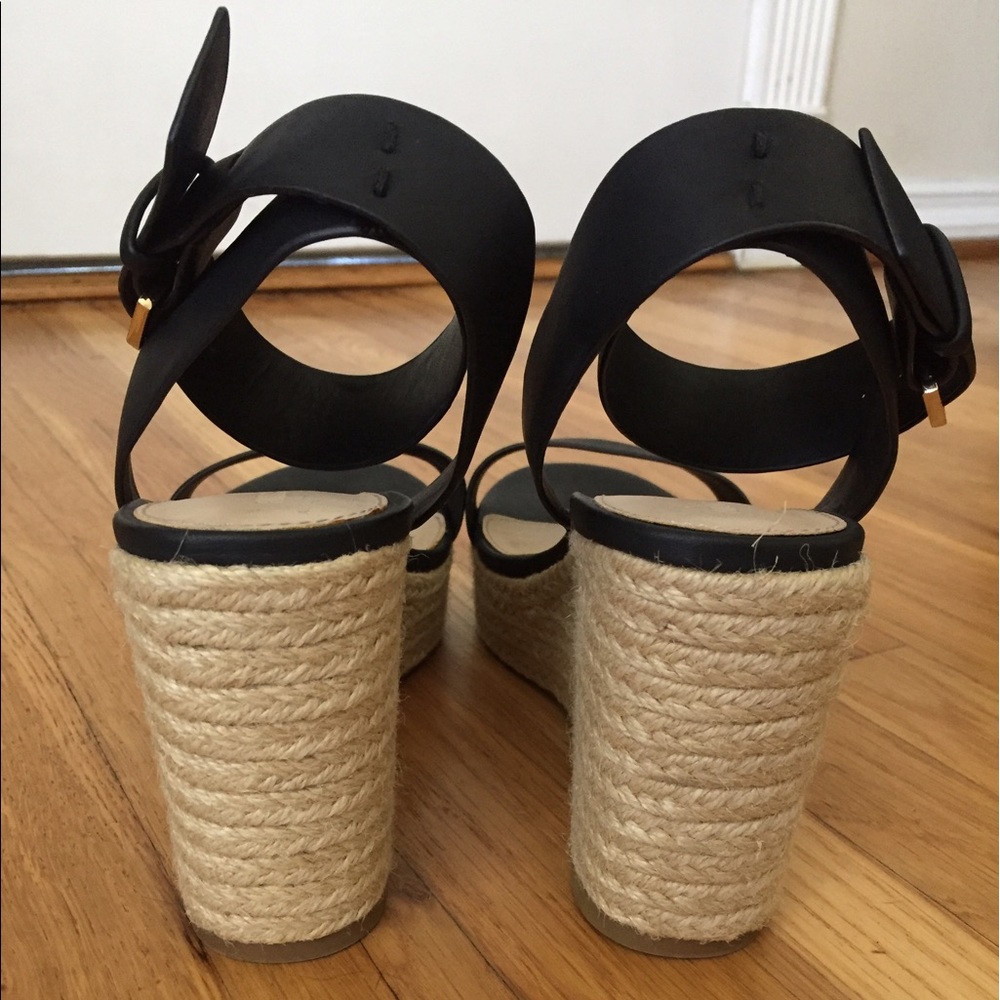Brand new! Classic black, open toe wedge 3.5" heel
