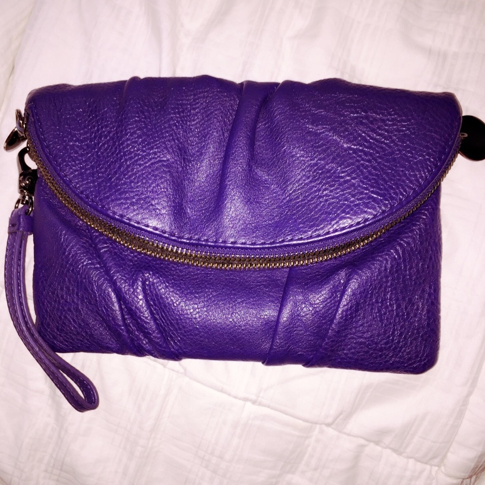 Navy Blue Leather Wristlet Clutch 👛