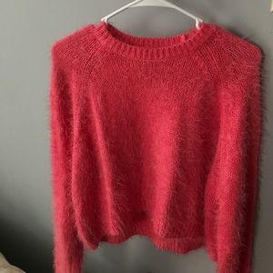 Topshop pink fuzzy sweater