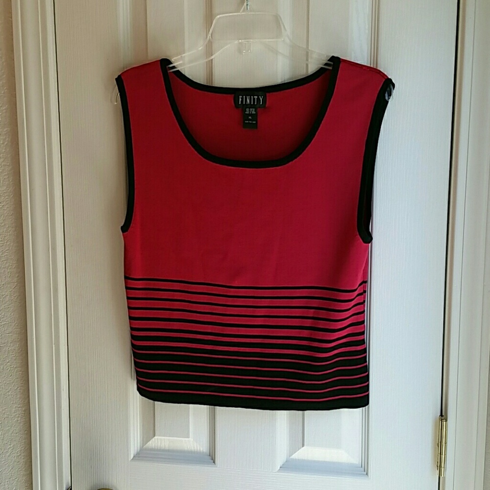FINITY RED & BLACK STRIPED SHELL TYPE BLOUSE SZ XL