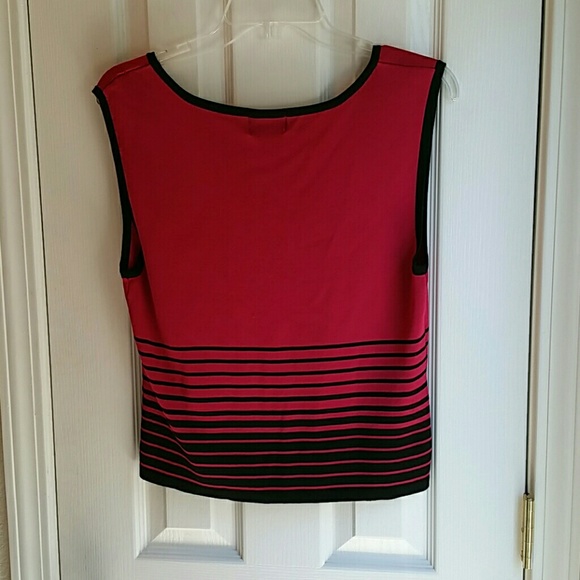 FINITY RED & BLACK STRIPED SHELL TYPE BLOUSE SZ XL - Picture 3 of 4