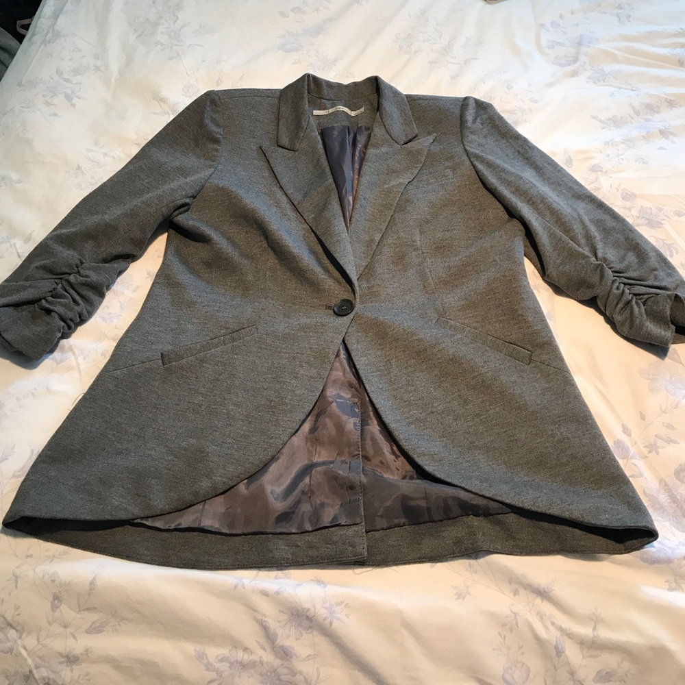 Grey Blazer with 3/4 Length Sleeves