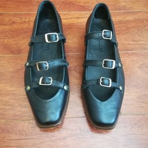 Rachel Comey leather black chan buckle flats
