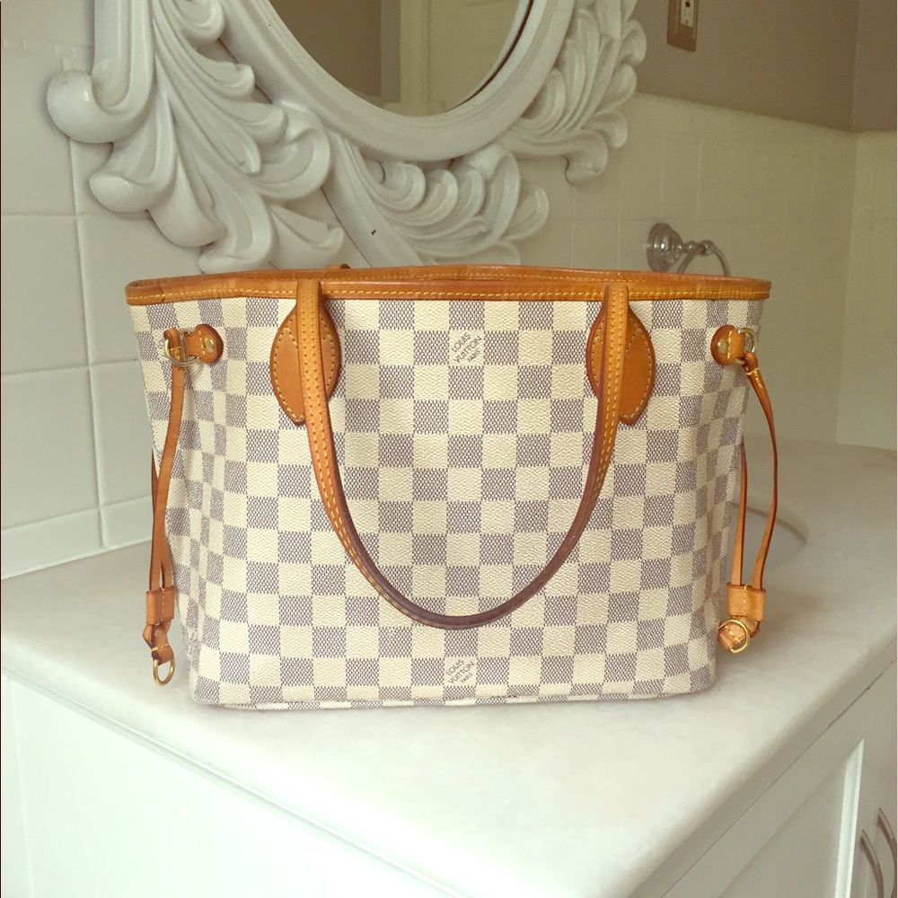 LOUIS VUITTON DAMIER AZUR PM Neverfull Tote Purse