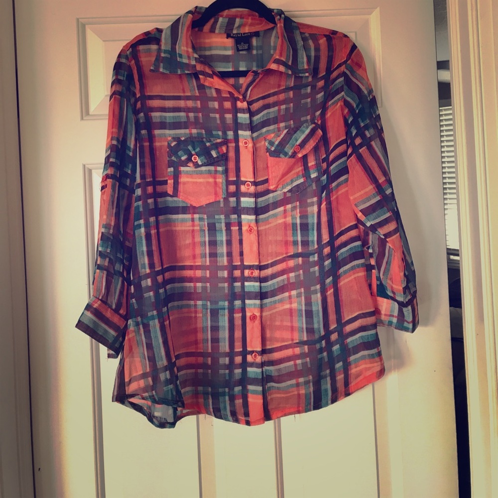 Sheer plaid shirt