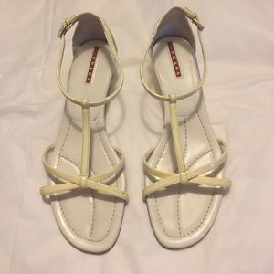 Pair of Prada, used, wedge heel sandals, size 8