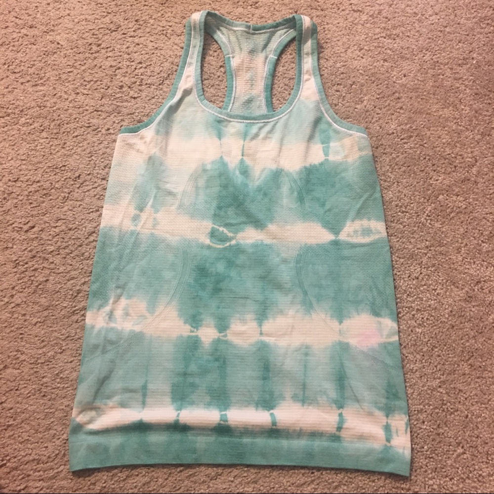 White/Turquoise lululemon tank