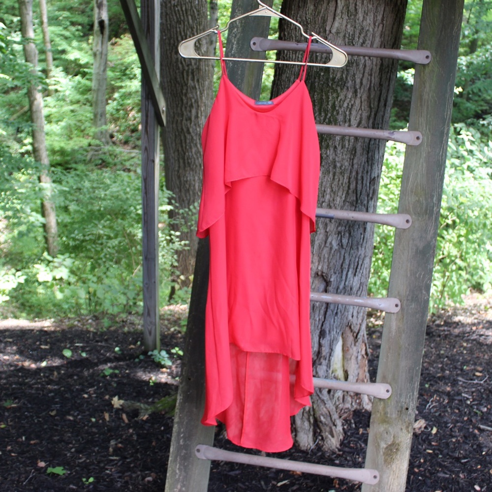 Red high-low flowy dress