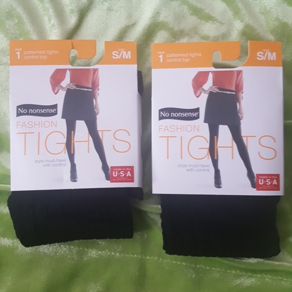 2 womens textured patterned tights black / small - Picture 1 of 5
