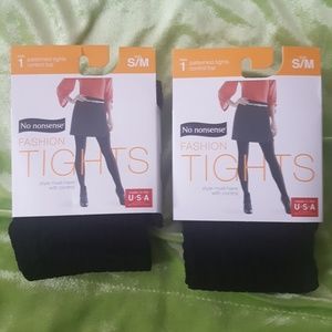 2 womens textured patterned tights black / small