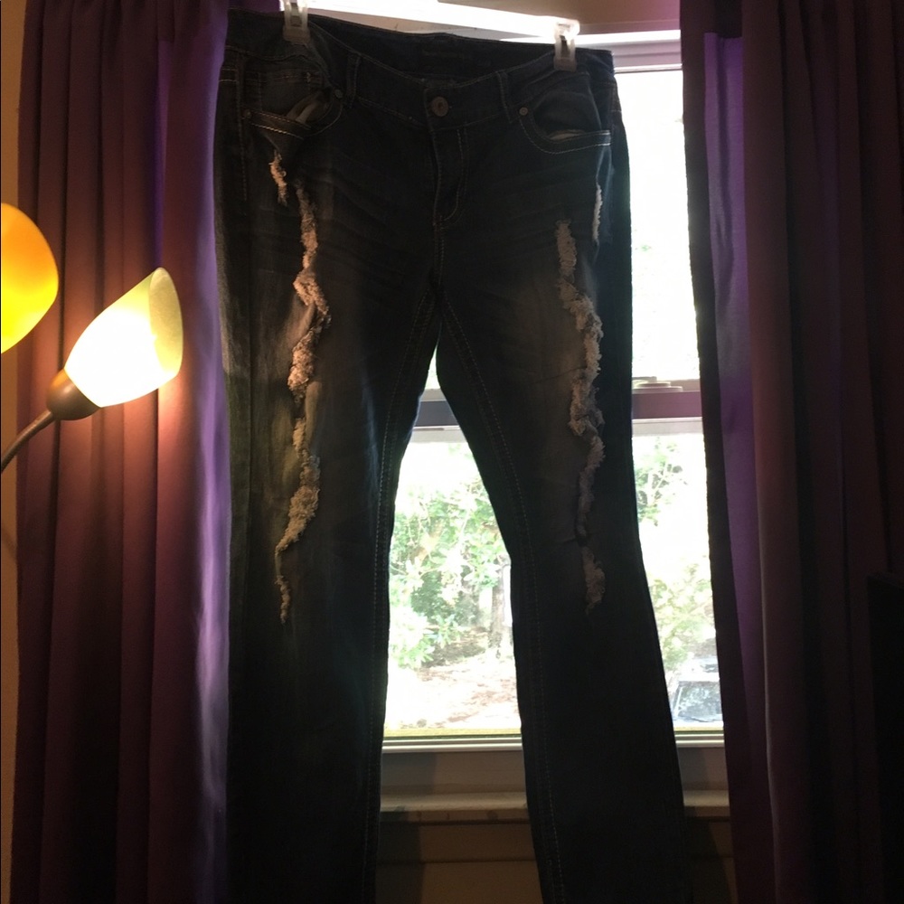 Dark wash ripped jeans